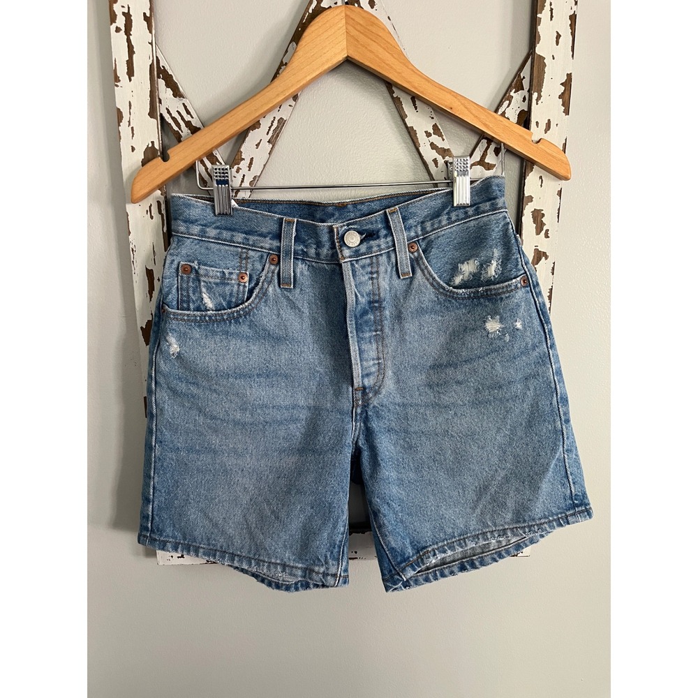 Levi's 501 Original‎ Mid Thigh Shorts Medium Wash Size 25 Button Fly